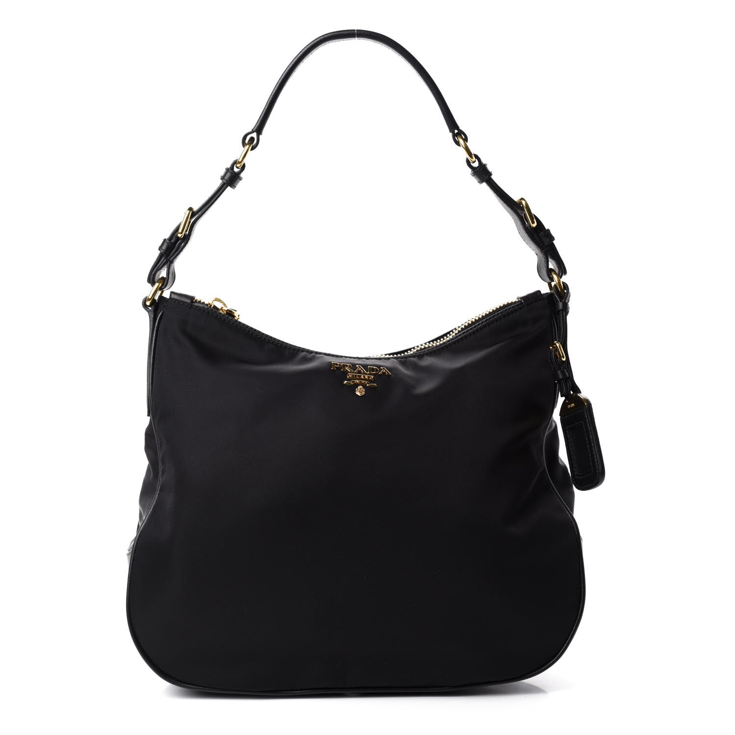 Prada Tessuto Nylon Saffiano Hobo Black 1 of 9