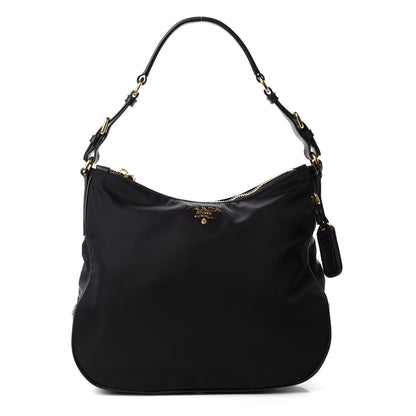 Prada Tessuto Nylon Saffiano Hobo Black 1 of 9