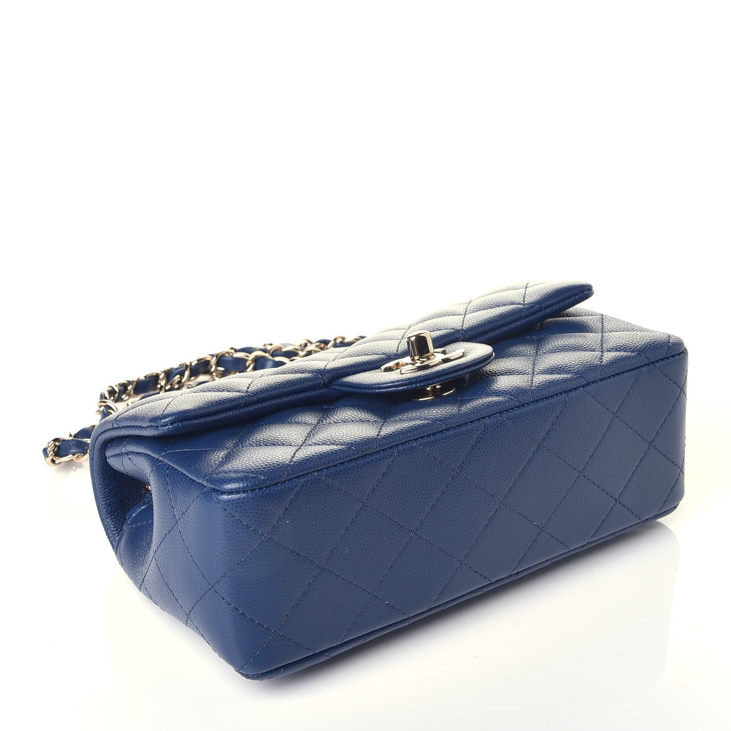 Caviar Quilted Mini Rectangular Flap Blue