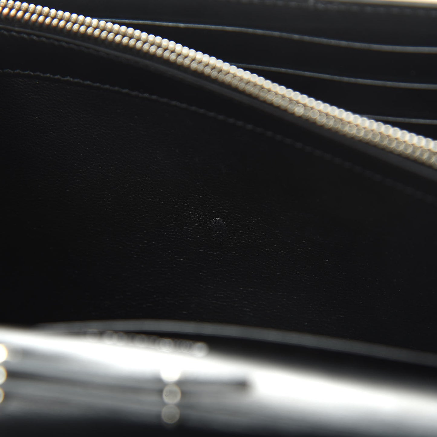 Calfskin Crocodile Embossed Monogram Chain Wallet Black