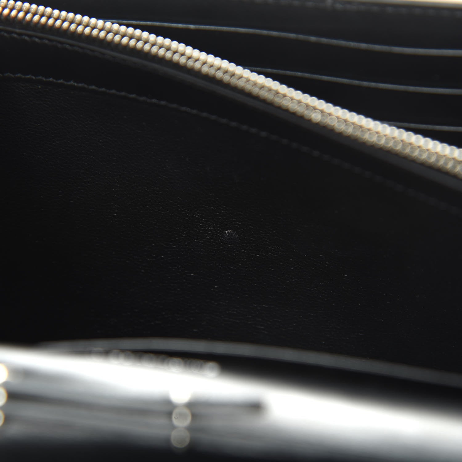 Saint Laurent Calfskin Crocodile Embossed Monogram Chain Wallet Black 11 of 13