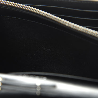 Saint Laurent Calfskin Crocodile Embossed Monogram Chain Wallet Black 11 of 13