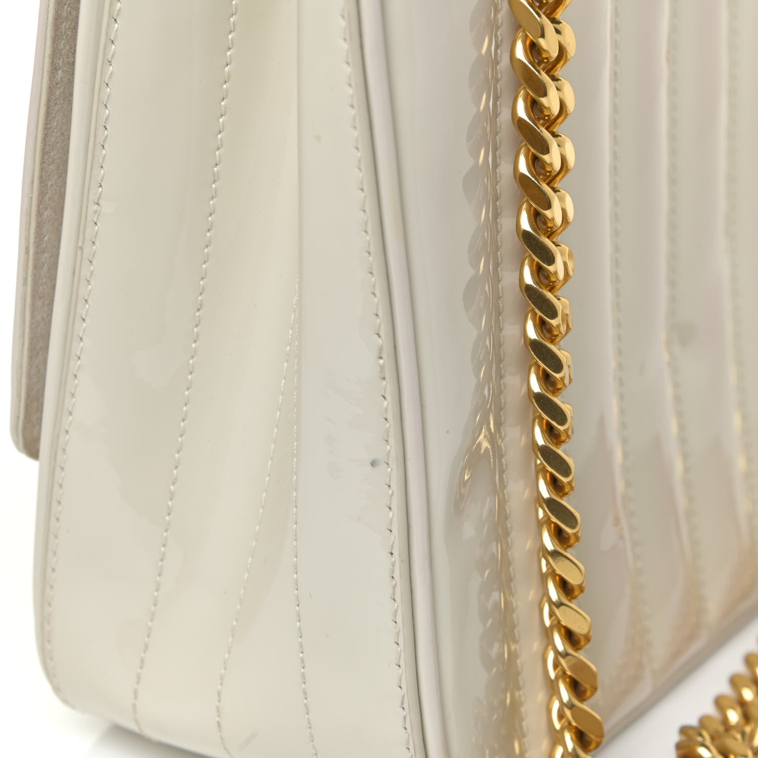 Saint Laurent Patent Matelasse Monogram Large Vicky Chain Bag White 16 of 26