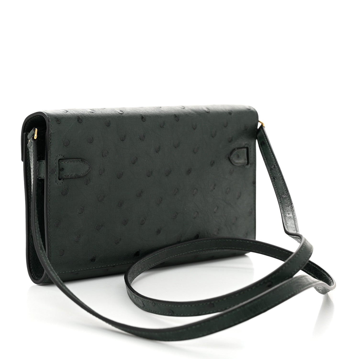 Hermes Ostrich Kelly Wallet To Go Vert Titien 3 of 11