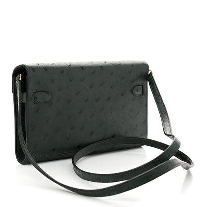 Hermes Ostrich Kelly Wallet To Go Vert Titien 3 of 11