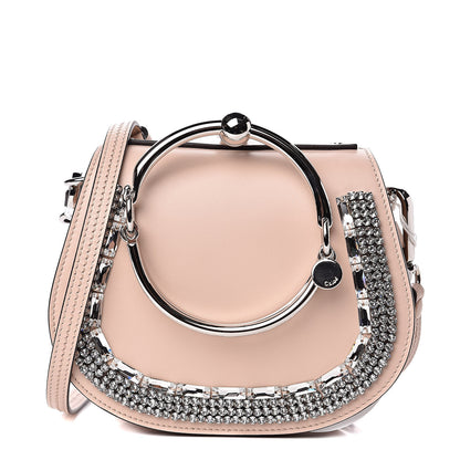 Chloe Calfskin Crystal Embellished Small Nile Bracelet Bag Cement Pink 1 of 10