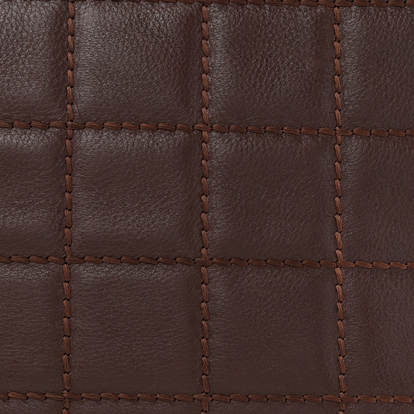 Calfskin Stitched Chocolate Bar Shopping Tote Dark Brown