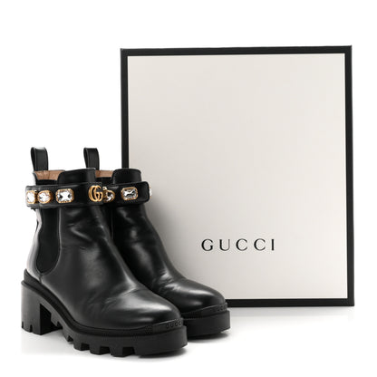 Gucci Calfskin Crystal GG Trip Chelsea Ankle Boots 36.5 Black 10 of 10