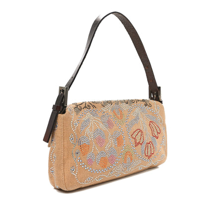 Fendi Linen Crystal Floral Beaded Baguette Beige Multicolor 3 of 11