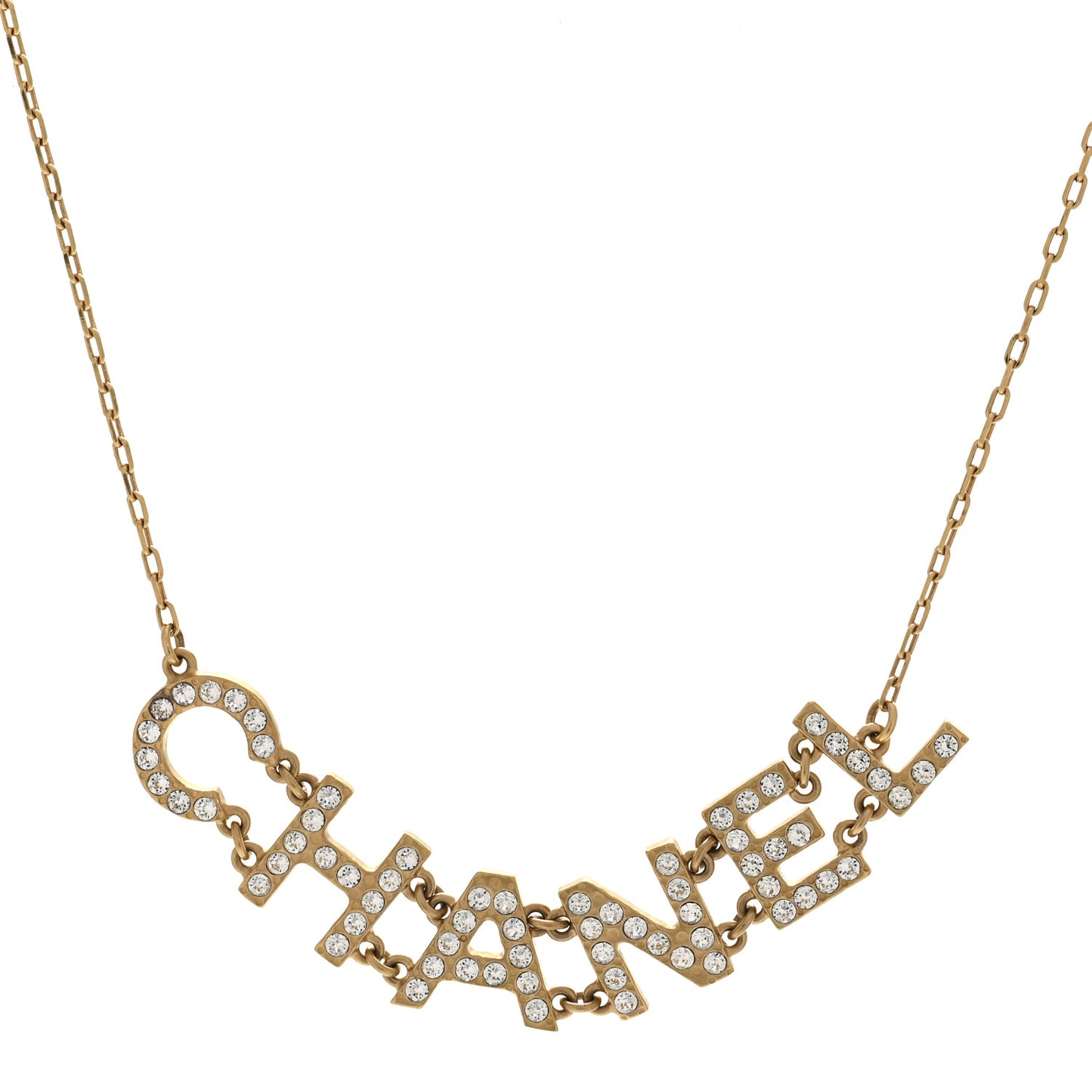 Metal Crystal 90's Icon Logo Necklace Gold