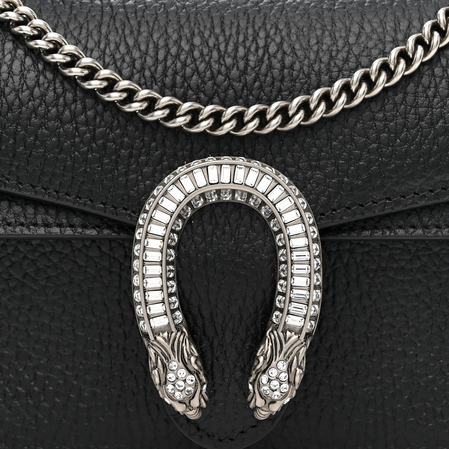 Dollar Calfskin Crystal Mini Dionysus Top Handle Bag Black Crystal