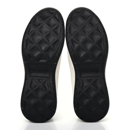 Chanel Velvet Calfskin Mixed Fibers CC Sneakers 36.5 Ivory Black 5 of 10