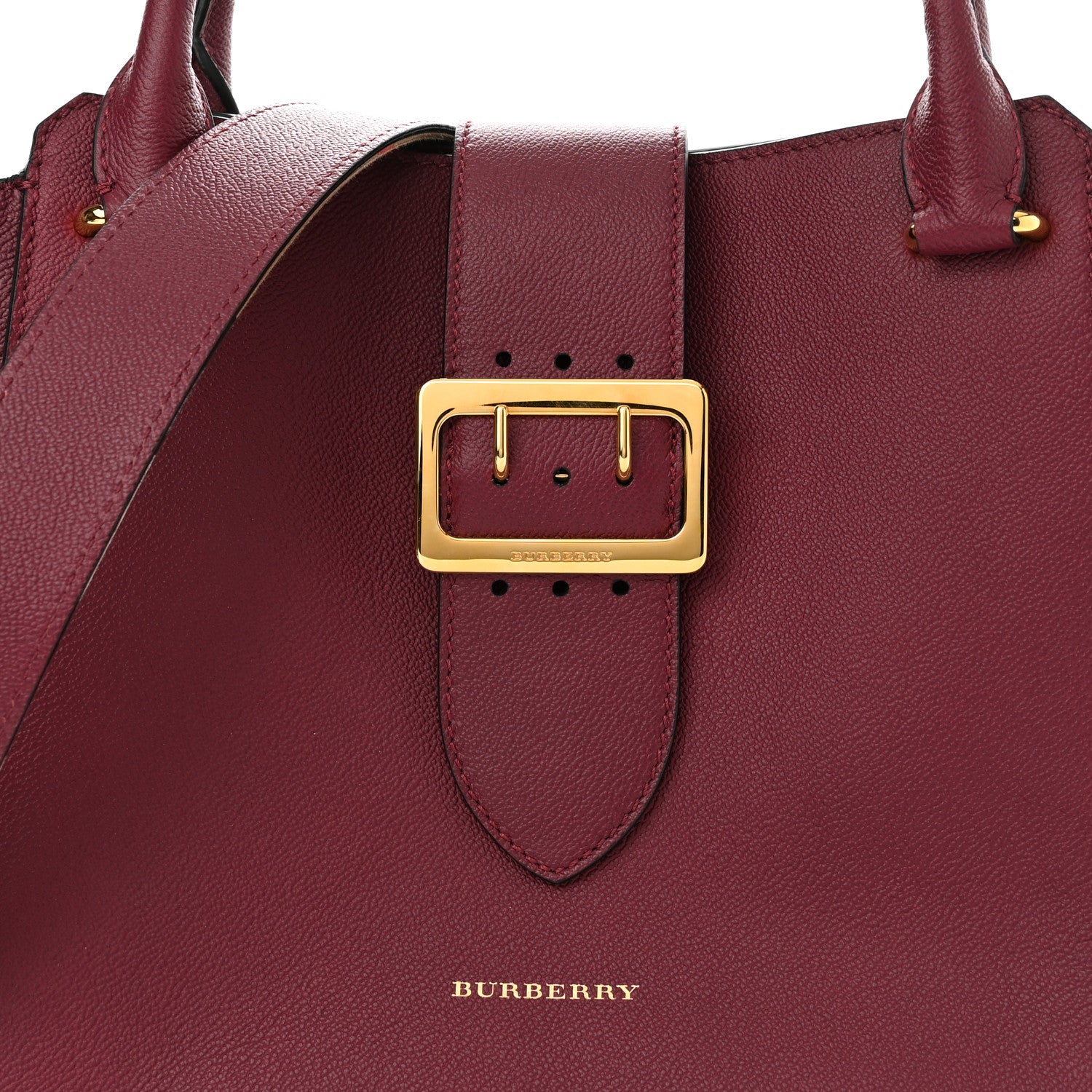 Burberry Soft Grain Medium Buckle Tote Dark Plum 7 of 10