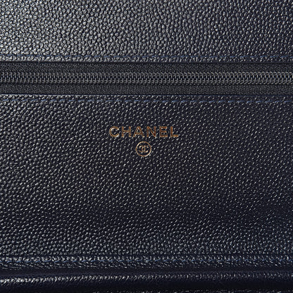 Chanel Caviar Quilted Golden Class Wallet On Chain WOC Navy 6 of 12