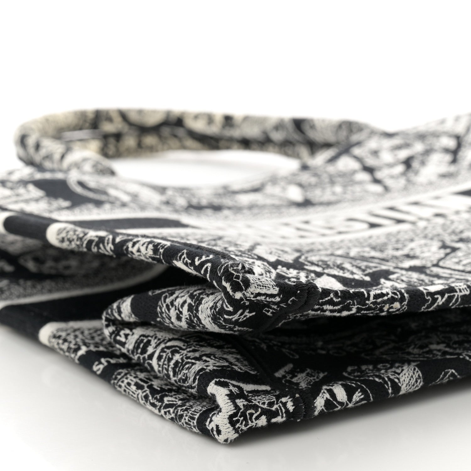 Christian Dior Canvas Embroidered Medium Plan De Paris Book Tote Black White 9 of 10