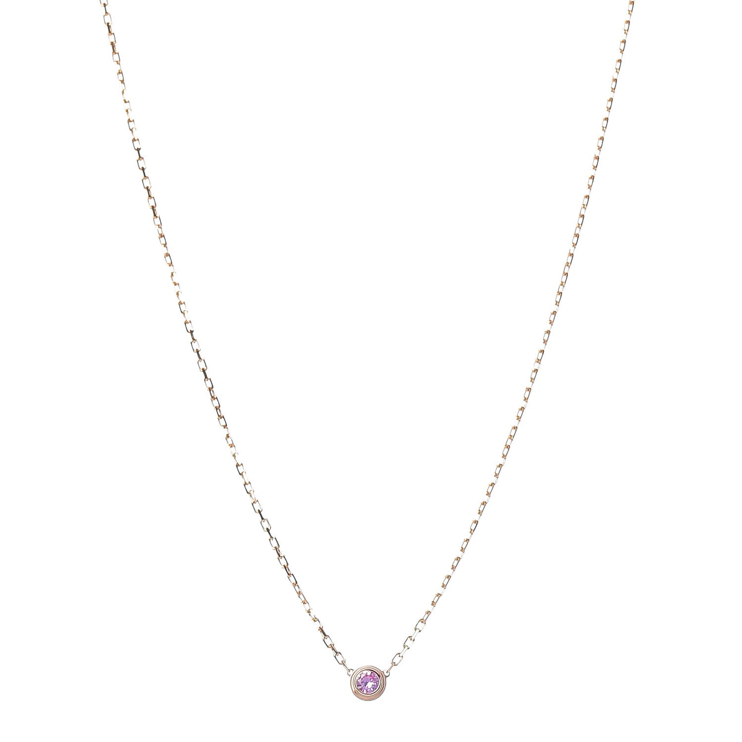 18K Pink Gold Pink Sapphire D'Amour Pendant Necklace