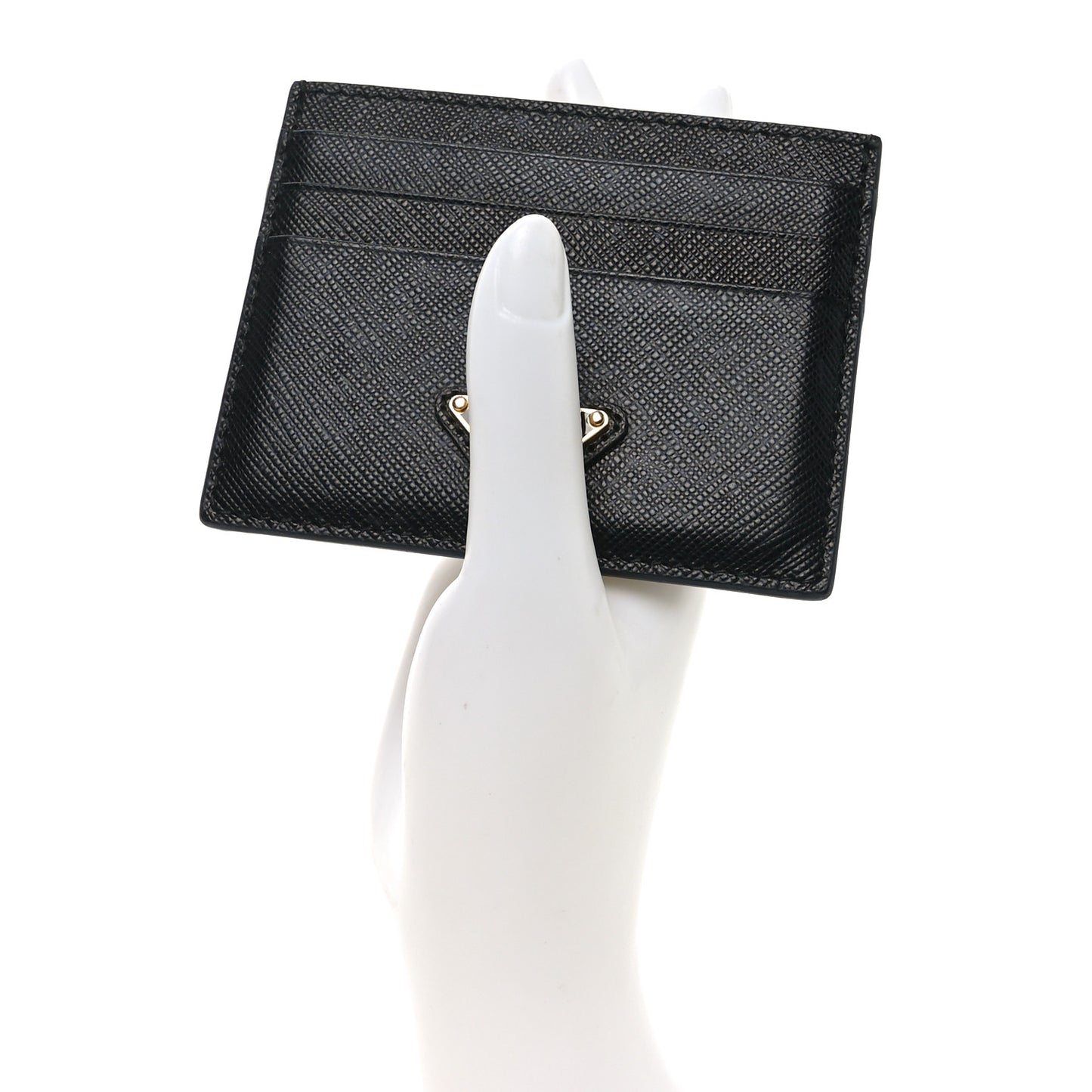 Saffiano Metal Card Holder Black