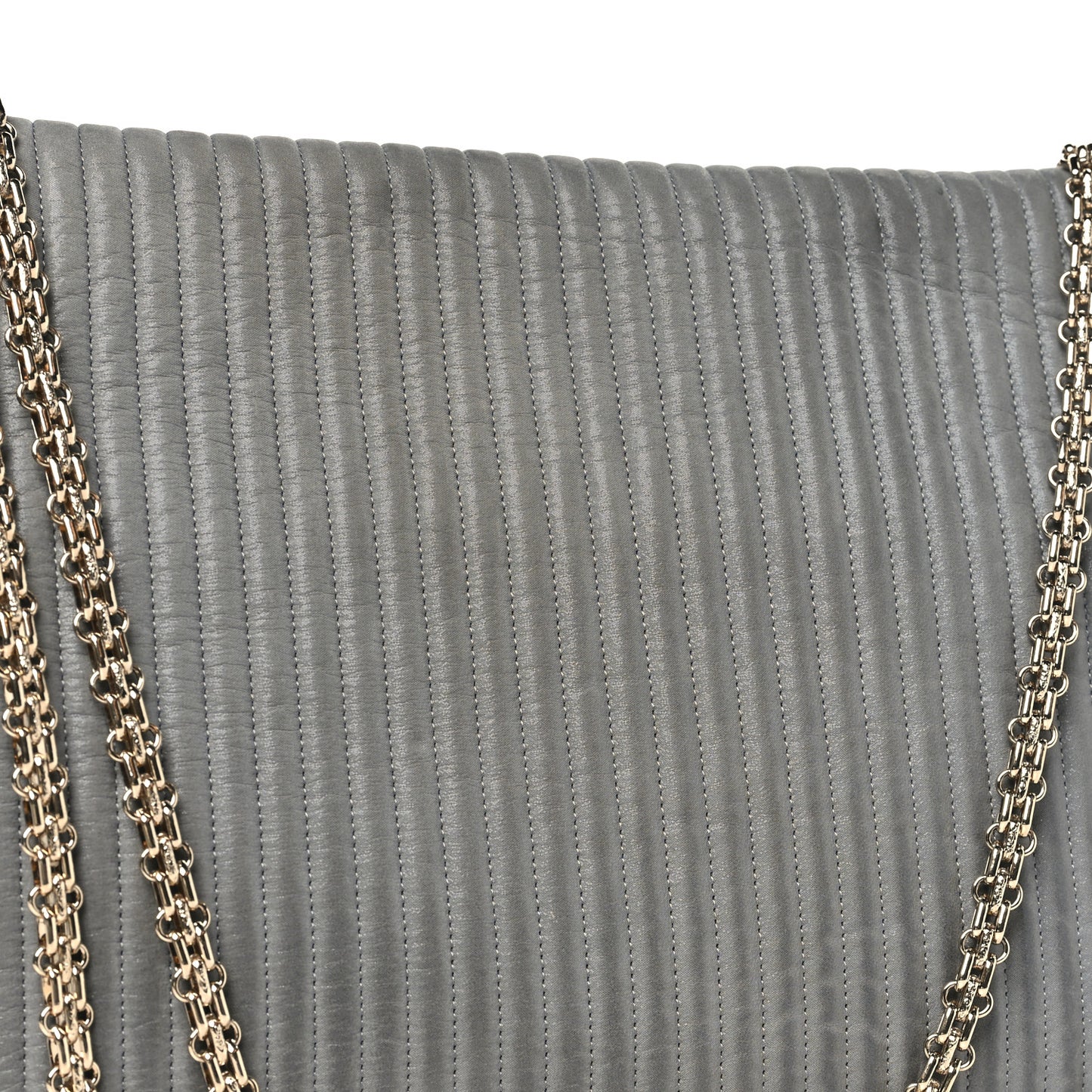 Iridescent Calfskin Vertical Quilted Mademoiselle Lock Bijoux Flap Shoulder Bag Grey