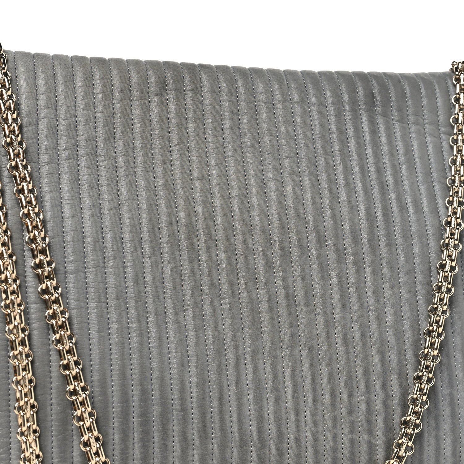 Chanel Iridescent Calfskin Vertical Quilted Mademoiselle Lock Bijoux Flap Shoulder Bag Grey 11 of 11