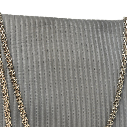 Chanel Iridescent Calfskin Vertical Quilted Mademoiselle Lock Bijoux Flap Shoulder Bag Grey 11 of 11