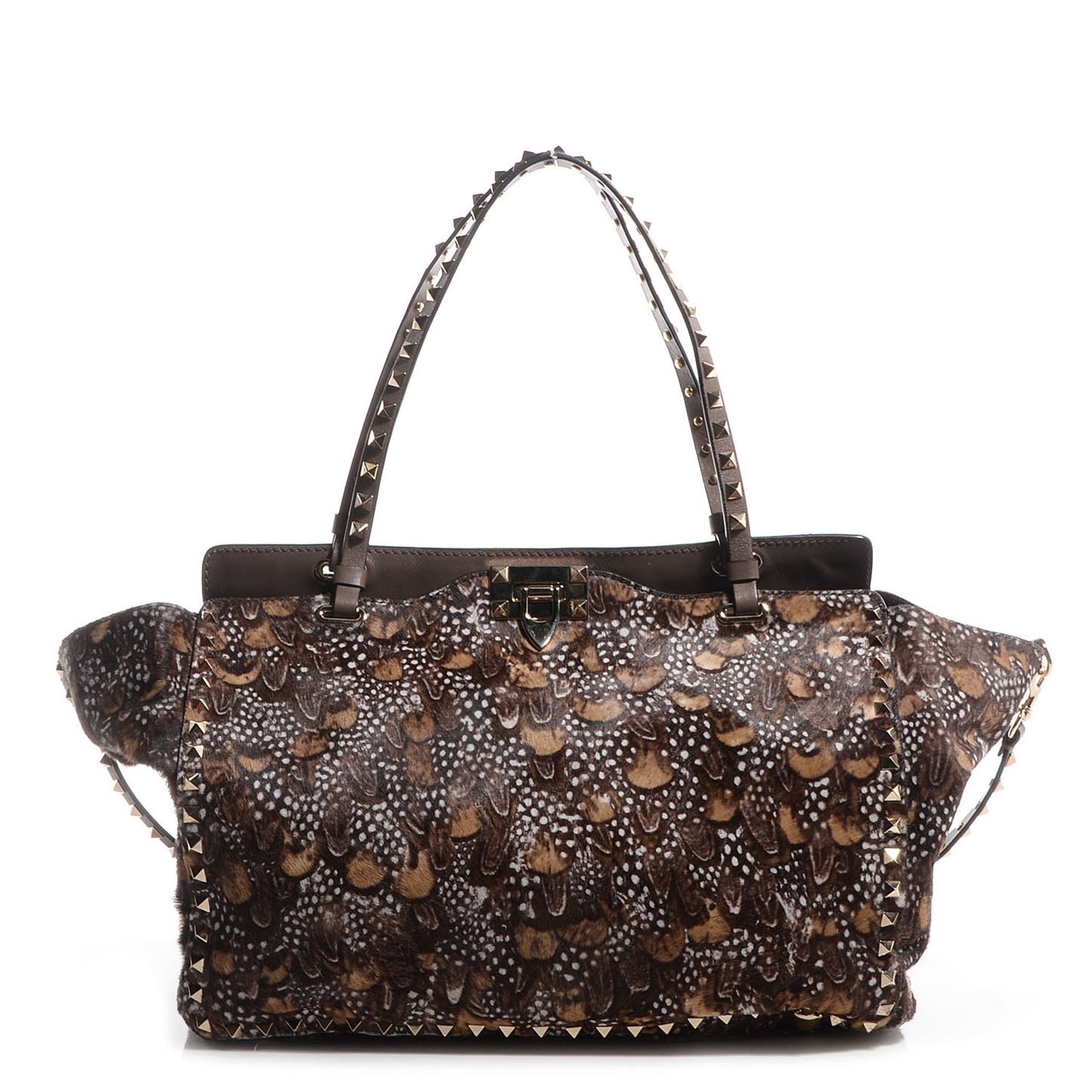 Calf Hair Feather Medium Rockstud Tote
