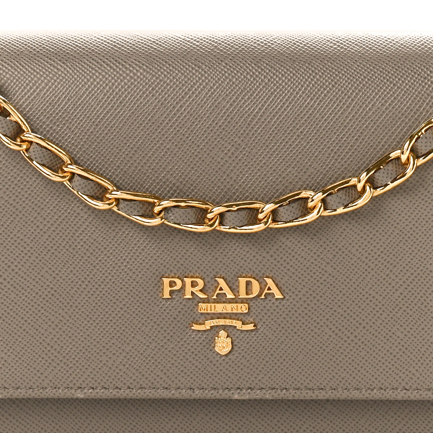 Prada Saffiano Metal Oro Chain Wallet Argilla 9 of 13