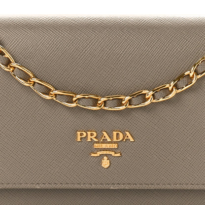 Prada Saffiano Metal Oro Chain Wallet Argilla 9 of 13