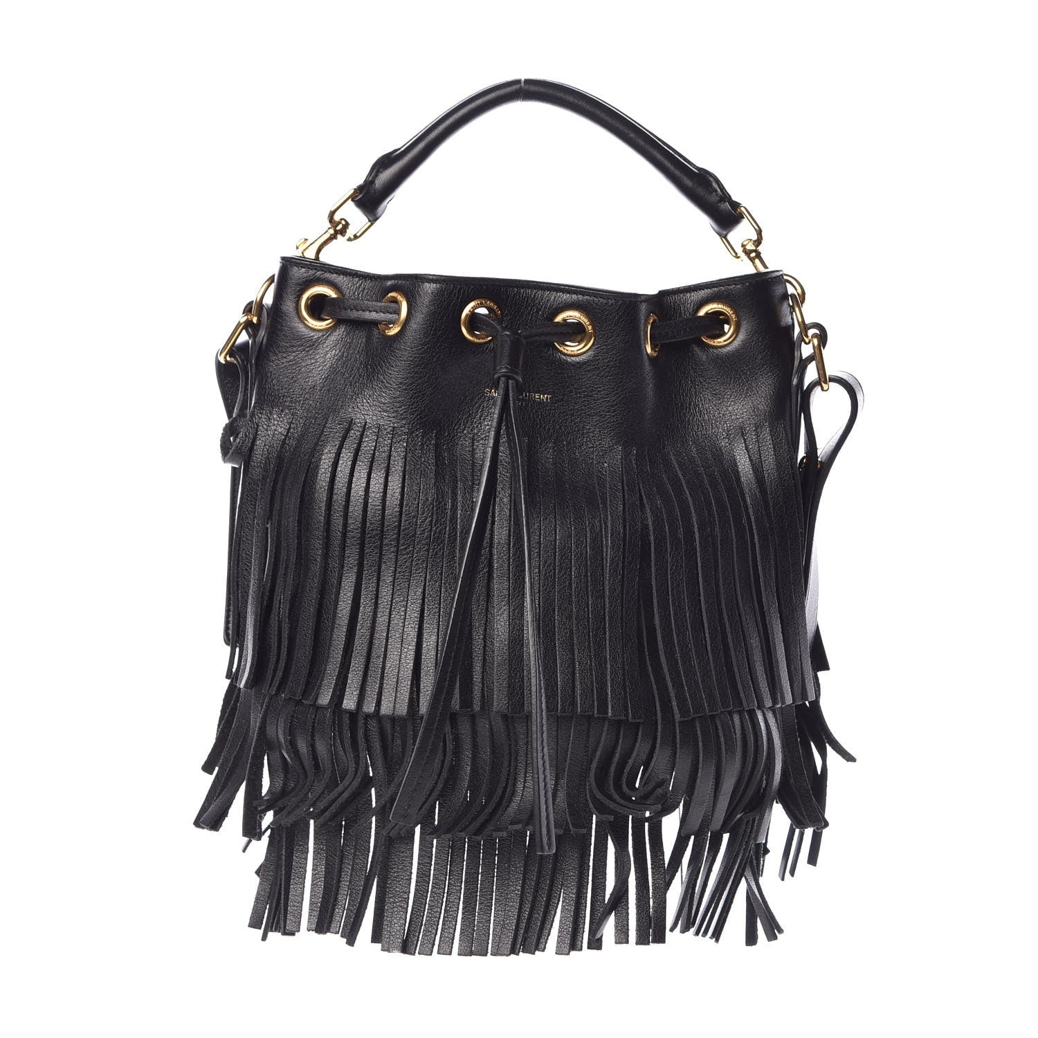 Saint Laurent Calfskin Small Emmanuelle Fringe Hobo Bag Black 1 of 8