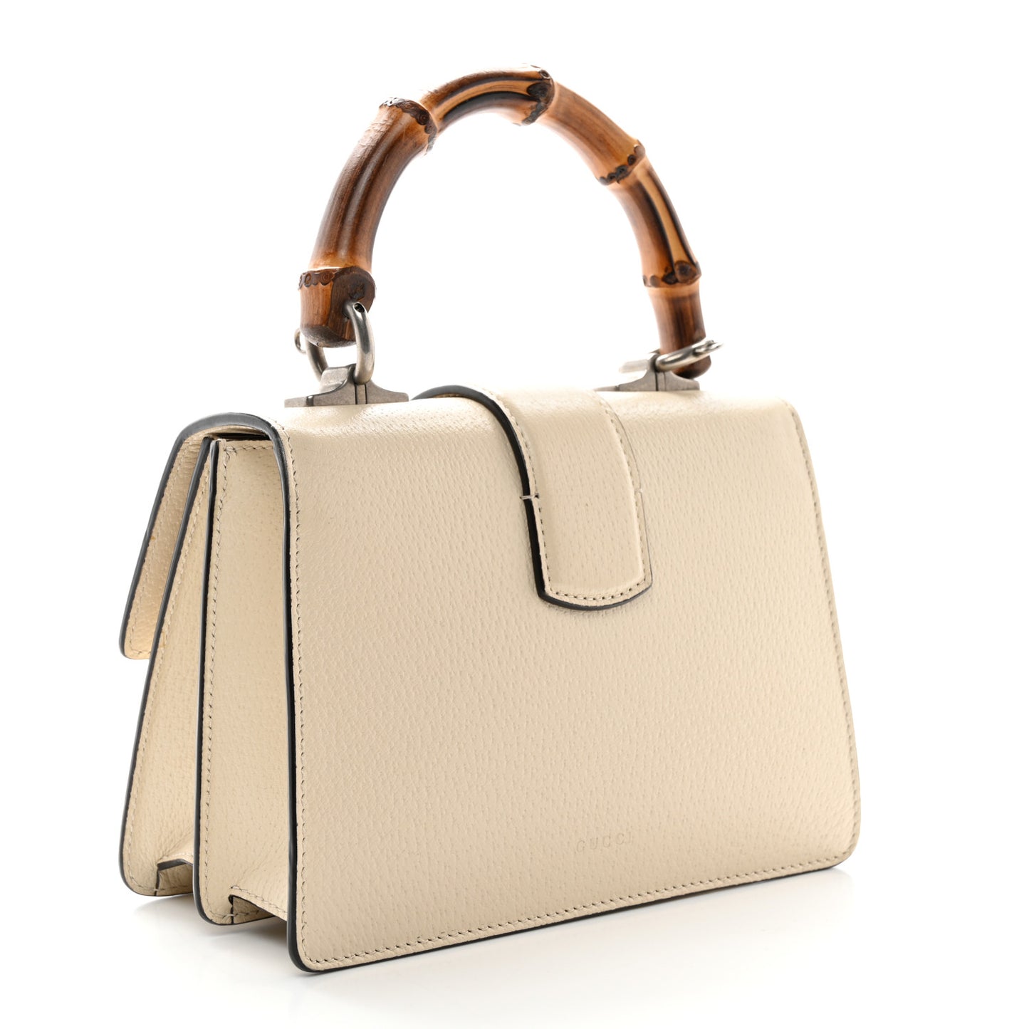 Textured Calfskin Crystal Bamboo Web Mini Dionysus Top Handle Bag Mystic White