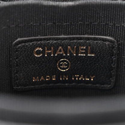 Chanel Lambskin Quilted Mini Round Vanity Case With Chain Black 6 of 11