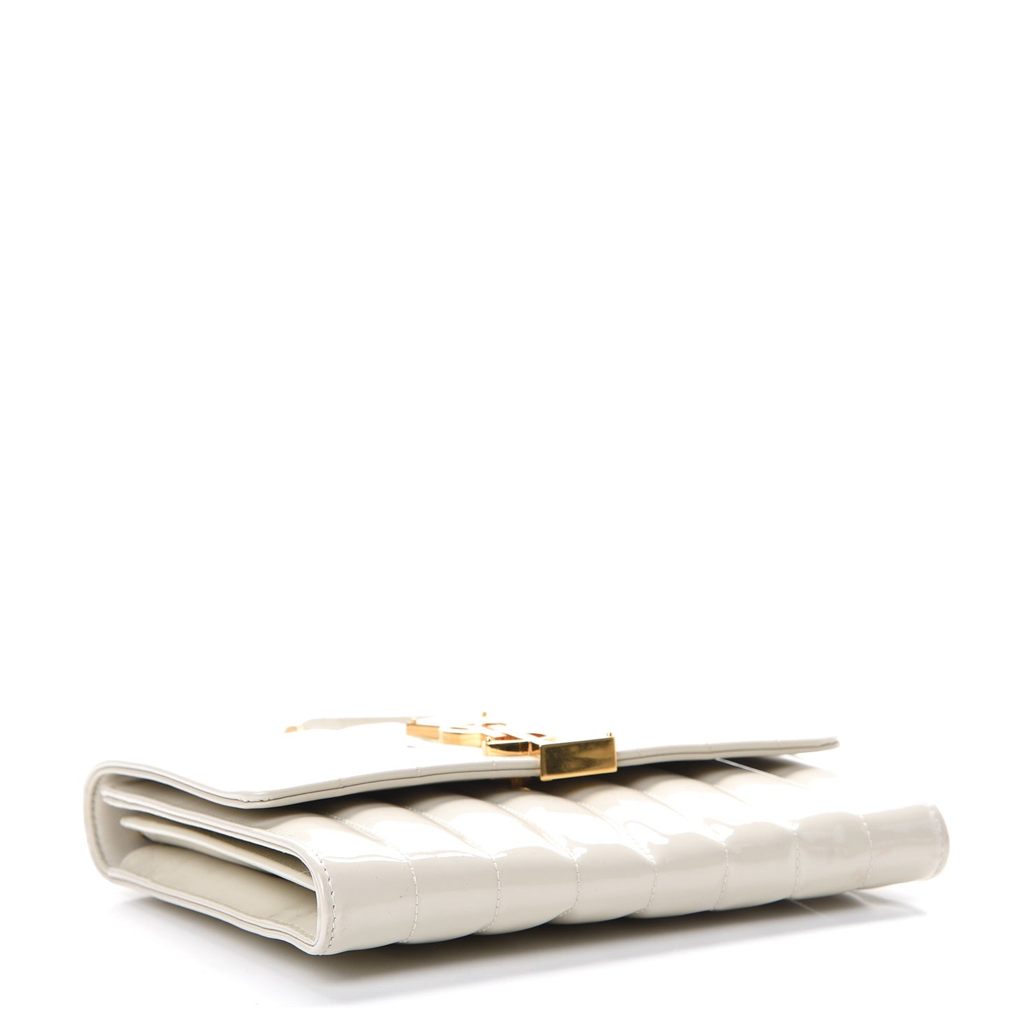 Patent Calfskin Matelasse Monogram Vicky Chain Wallet Off White