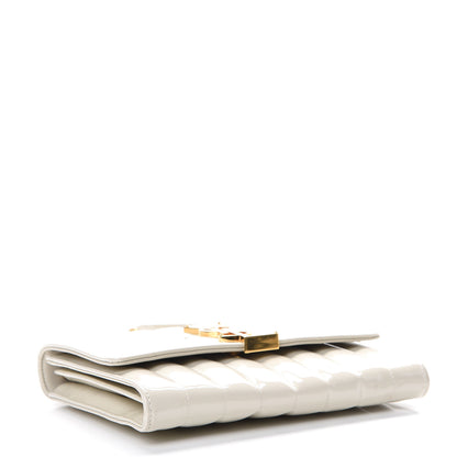 Saint Laurent Patent Calfskin Matelasse Monogram Vicky Chain Wallet Off White 3 of 13