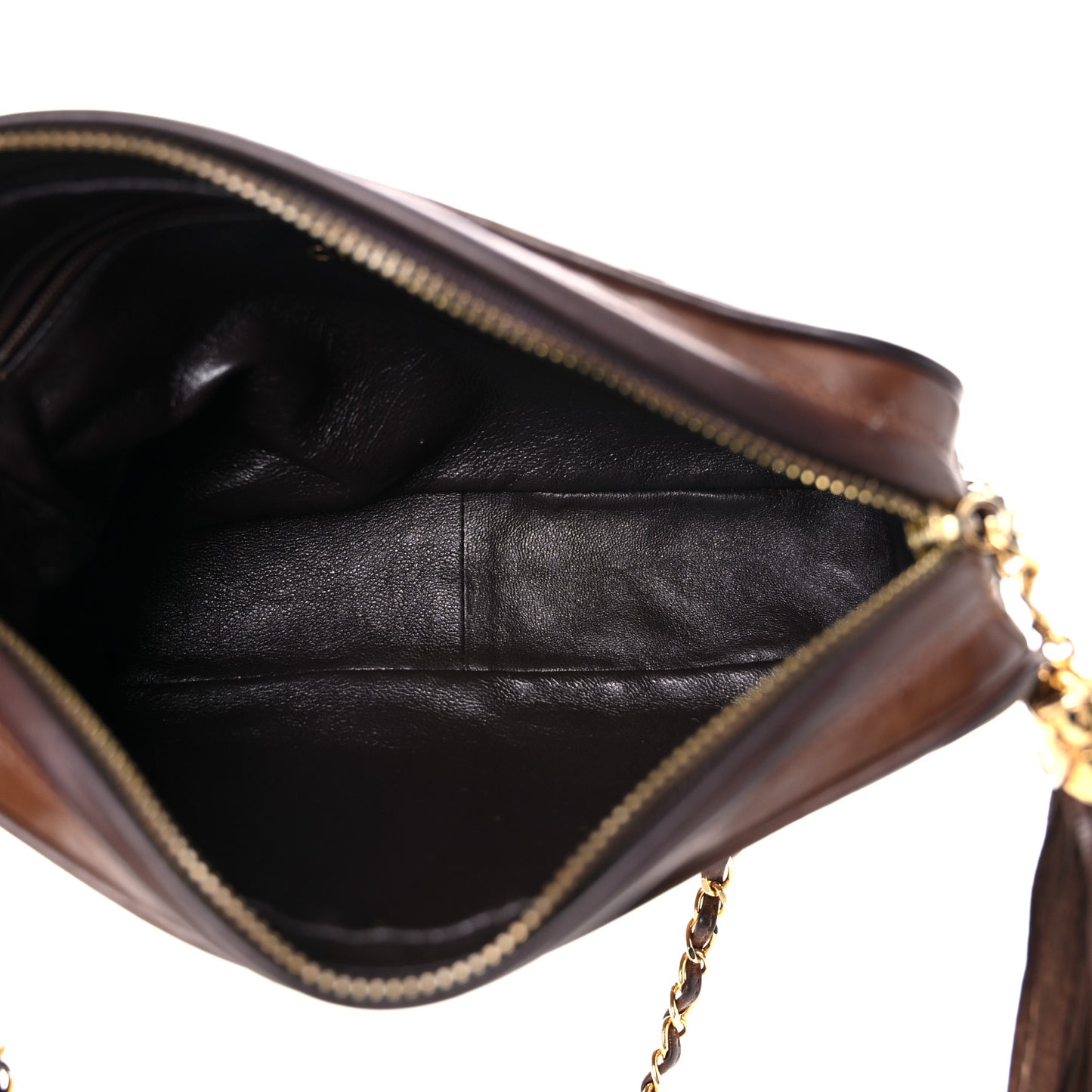 Lambskin Tassel Camera Case Brown
