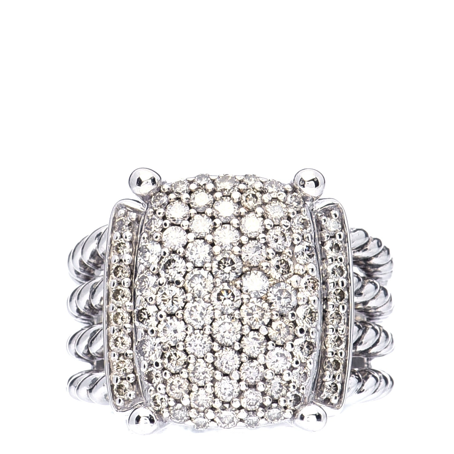 David Yurman Sterling Silver Diamond 16mm Wheaton Ring 52 6 1 of 6