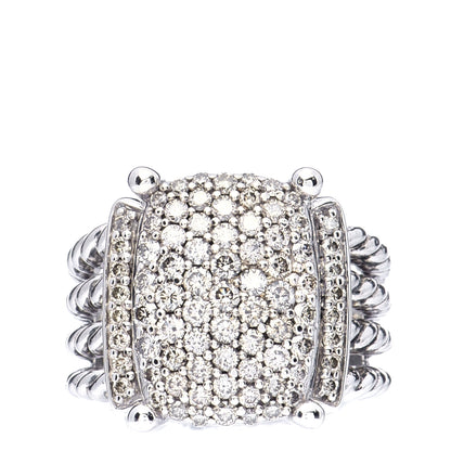 David Yurman Sterling Silver Diamond 16mm Wheaton Ring 52 6 1 of 6