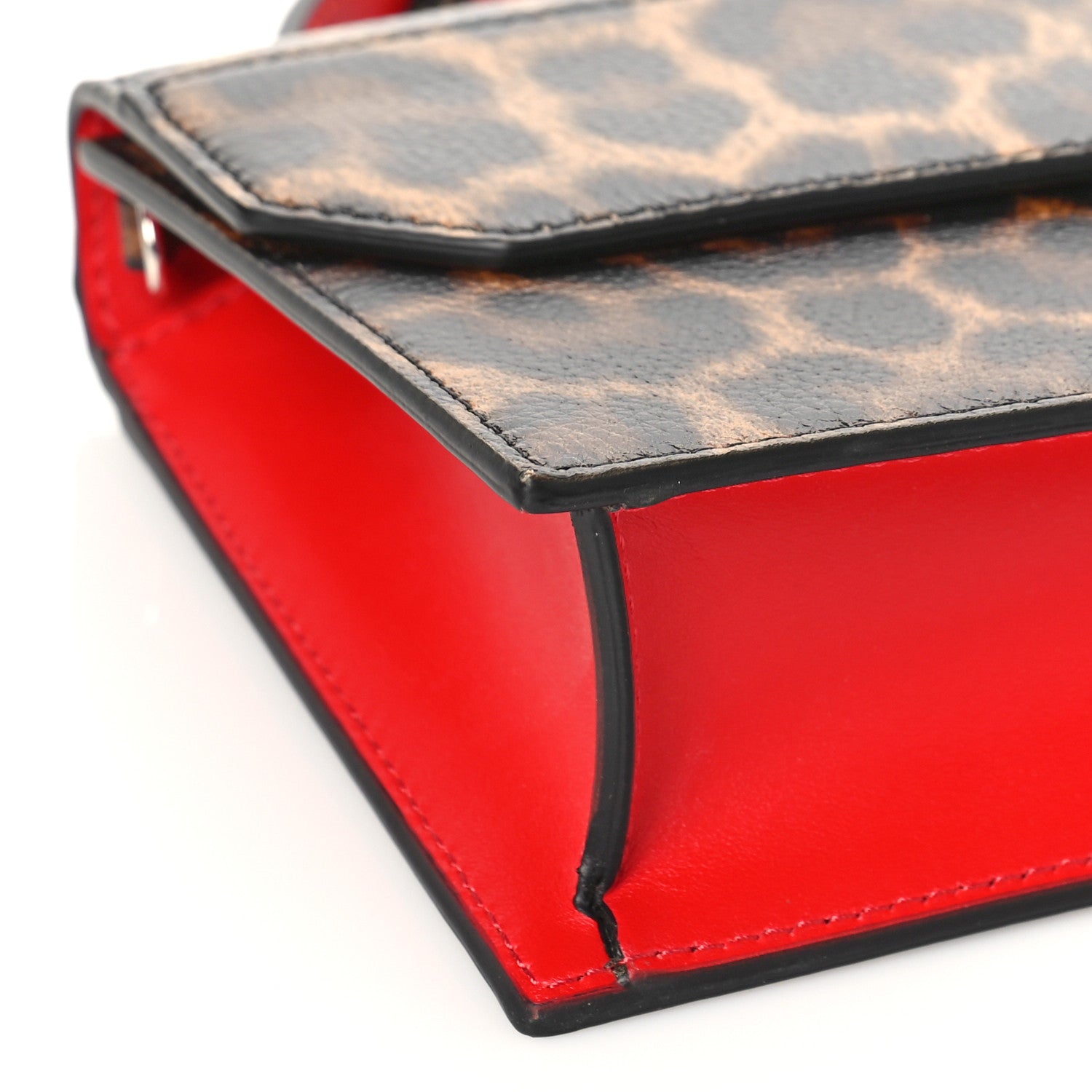 Christian Louboutin Calfskin Leopard Elisa Baguette Brown 7 of 8