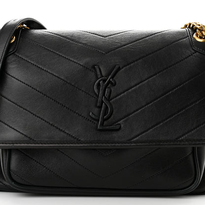 Saint Laurent Lambskin Matelasse Monogram Medium Niki Chain Satchel Black 8 of 10