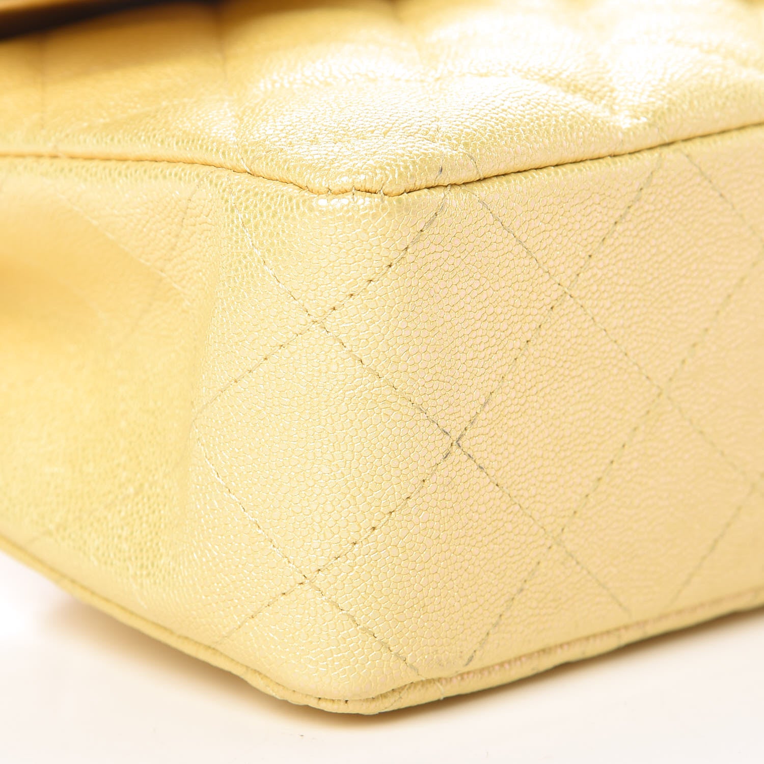 Chanel Iridescent Caviar Quilted Medium Double Flap Yellow 5 of 9