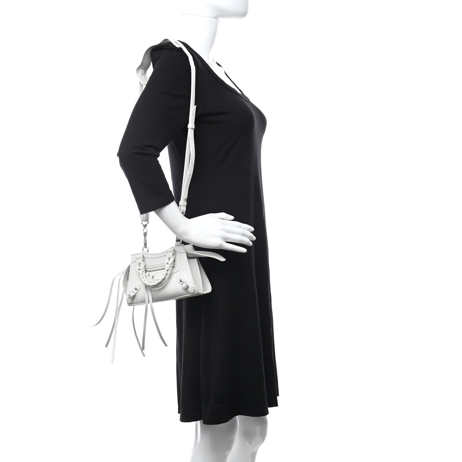 Balenciaga Grained Calfskin Neo Classic Silver Hardware Nano City Crossbody White 2 of 9