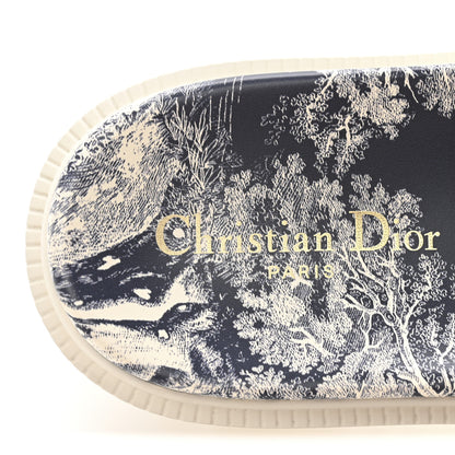 Christian Dior Canvas Toile de Jouy Embroidered Dway 10mm Slide Sandals 38.5 Deep Blue 8 of 9