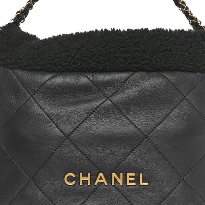 Chanel Aged Lambskin Shearling Quilted Small Chanel 22 Black 10 of 12