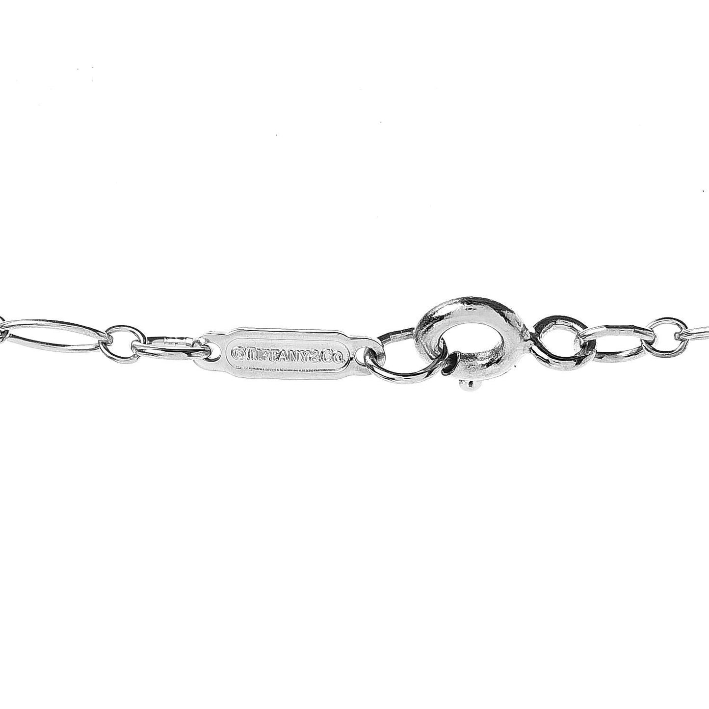 18K White Gold Diamond Mini Heart Key Charm Pendant Link Necklace