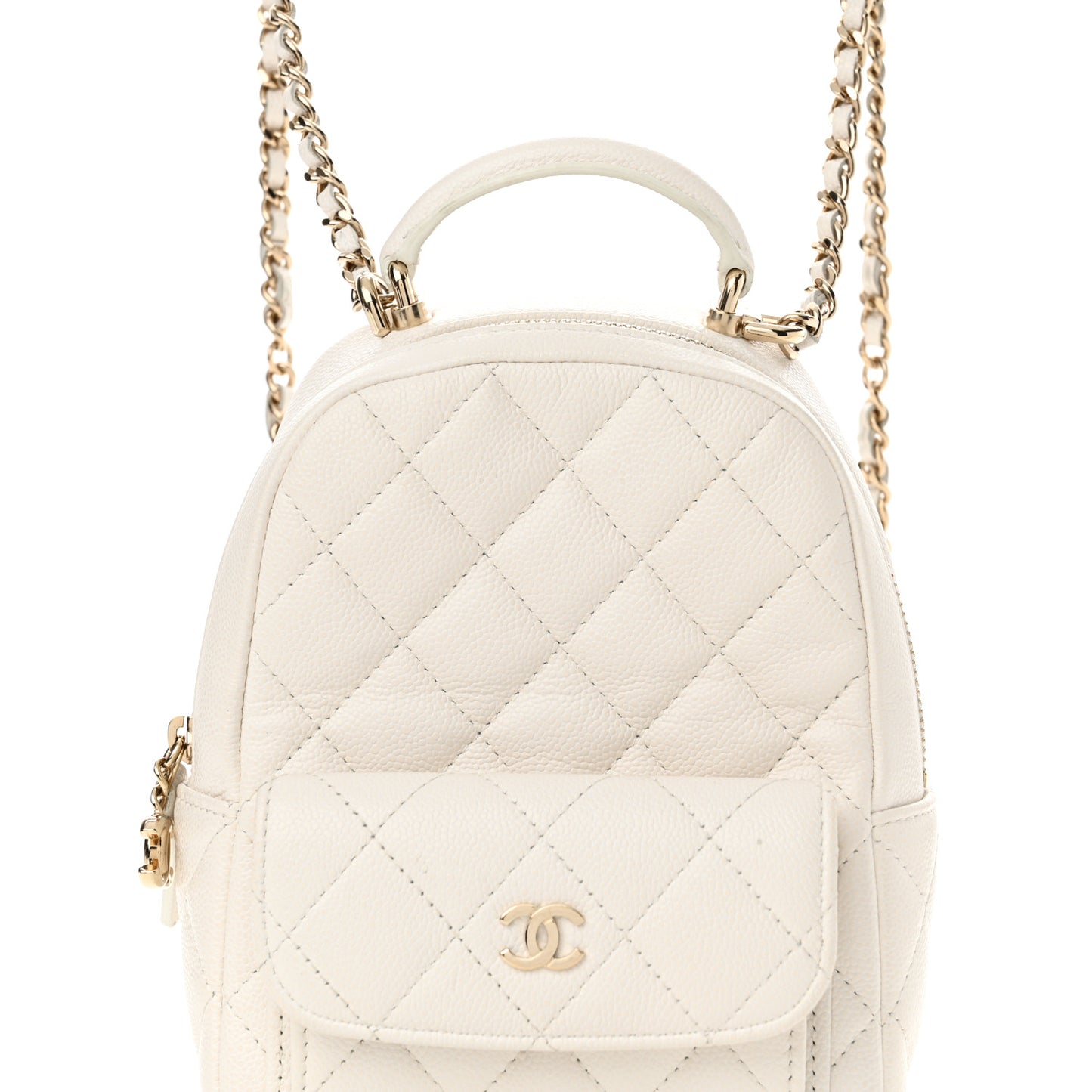 Caviar Quilted CC Mini Classic Backpack White