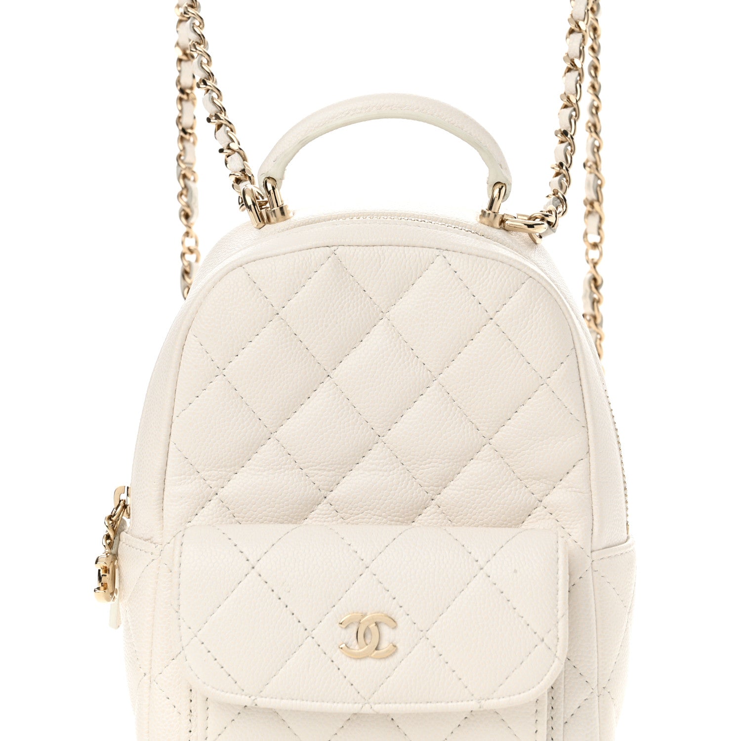 Chanel Caviar Quilted CC Mini Classic Backpack White 8 of 11