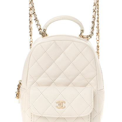 Chanel Caviar Quilted CC Mini Classic Backpack White 8 of 11