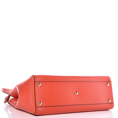 Fendi Vitello Morgan Fabric Jacquard Pequin Medium Peekaboo Iconic Satchel Papavero Tobacco Black 4 of 10