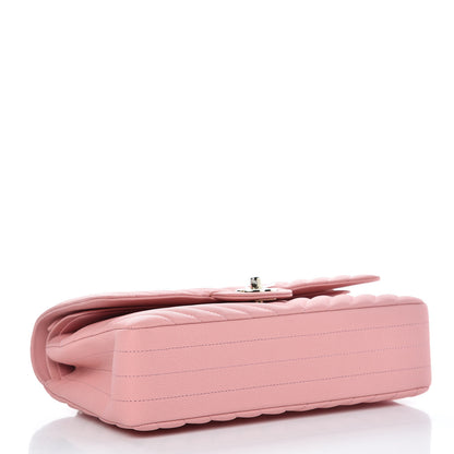 Chanel Caviar Chevron Quilted Medium Double Flap Pink 4 of 8