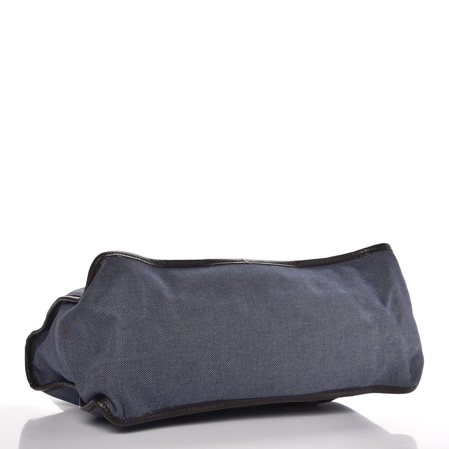 Fendi Denim Zip Top Tote Blue Brown 4 of 8