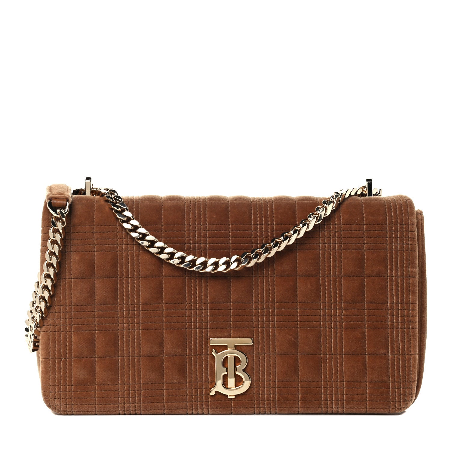 Burberry Velvet Quilted Medium Lola Bag Brown 1 of 9