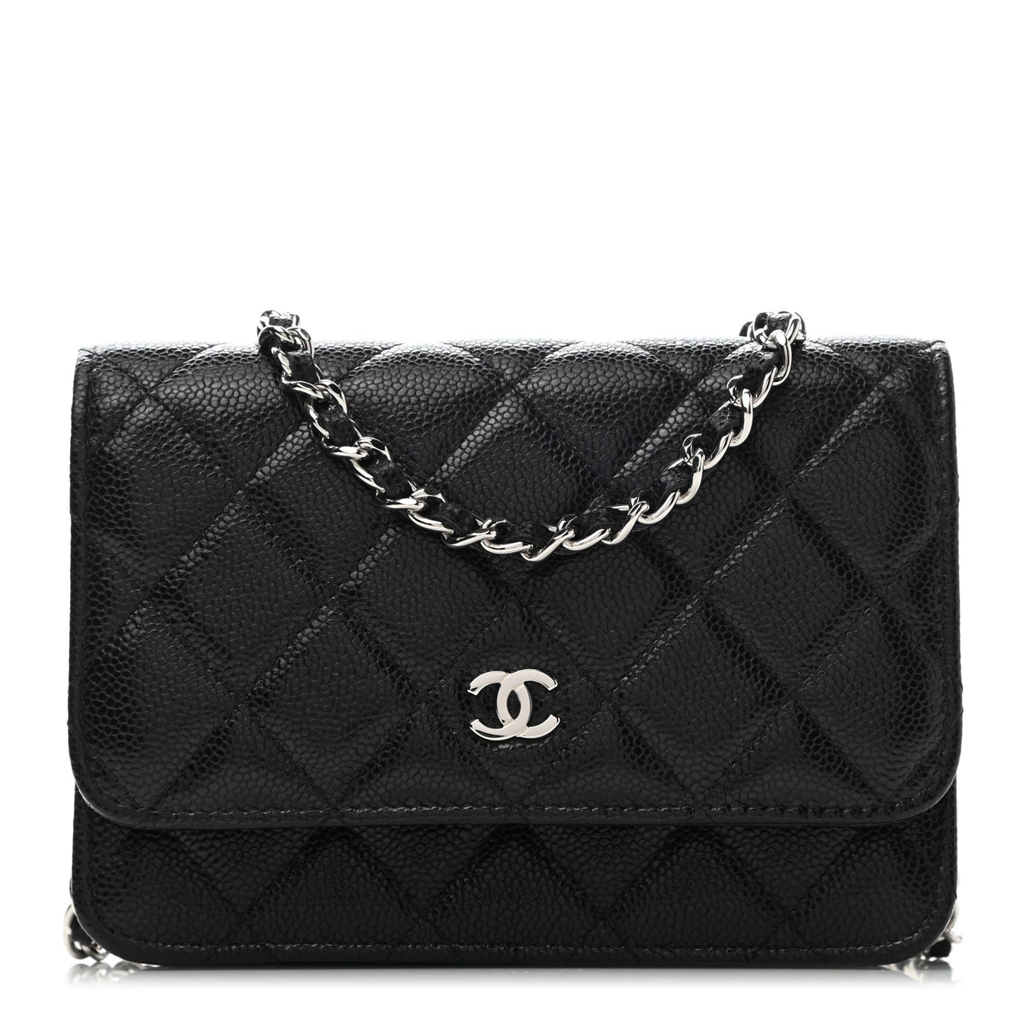 Caviar Quilted Mini Wallet On Chain WOC Black